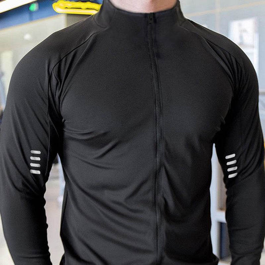 Muscle Fit Long Sleeve Zip Up Quick Drying Sport Workout Gym T-shirt for Men - www.Shopthatapp.com