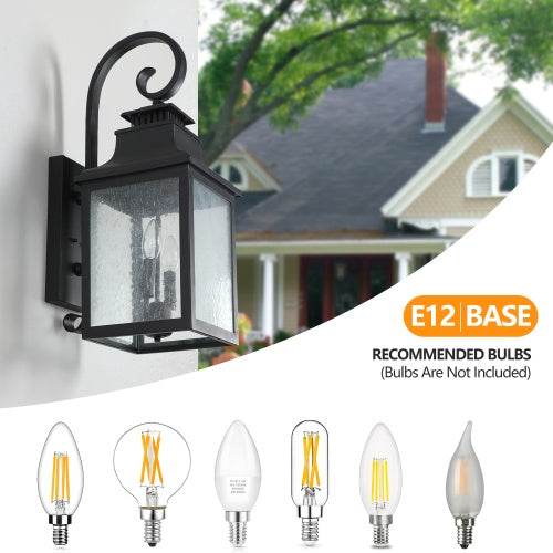 Large Outdoor Wall Light With Glass Supports Many Types Of Bulbs In 1 Pack - www.Shopthatapp.com