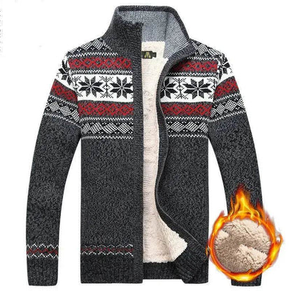 Men's Sweater Warm Velvet Sweatercoat Winter Wool Cardigan Male Casual Thicken Warm Fleece Christmas Sweater For Man - www.Shopthatapp.com