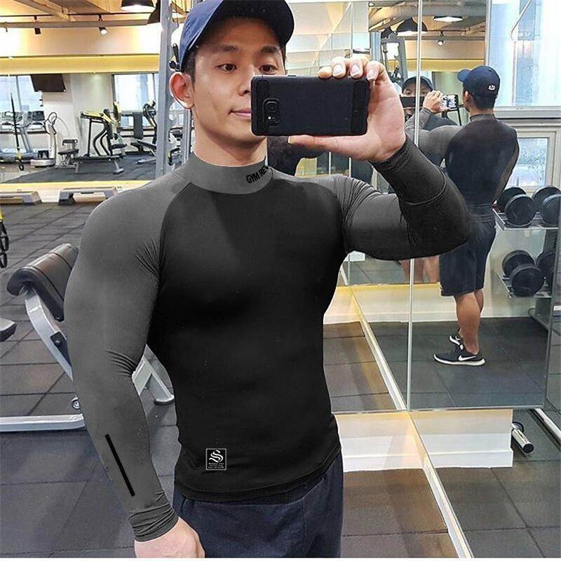 Muscle fit Long sleeve Gym shirt Sports Leisure Top for men - www.Shopthatapp.com