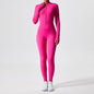 Athleisure Bodycon Long Sleeve Turtleneck Zip up Hip Raise Workout Yoga Jumpsuit Activewear for Women - www.Shopthatapp.com