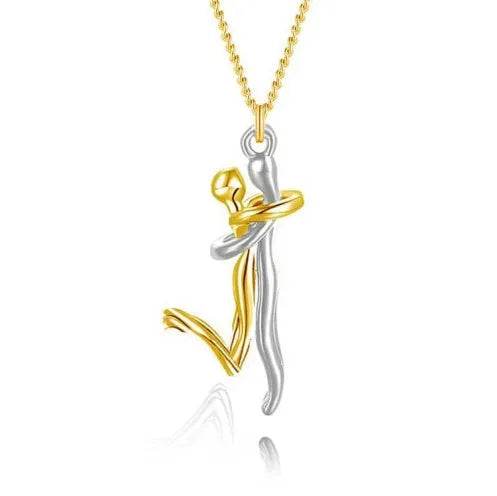 18K Love Hug Necklace Couple Anniversary Valentine's Day Gift Fashion Simple Temperament Clavicle Chain Pendant Necklace - www.Shopthatapp.com