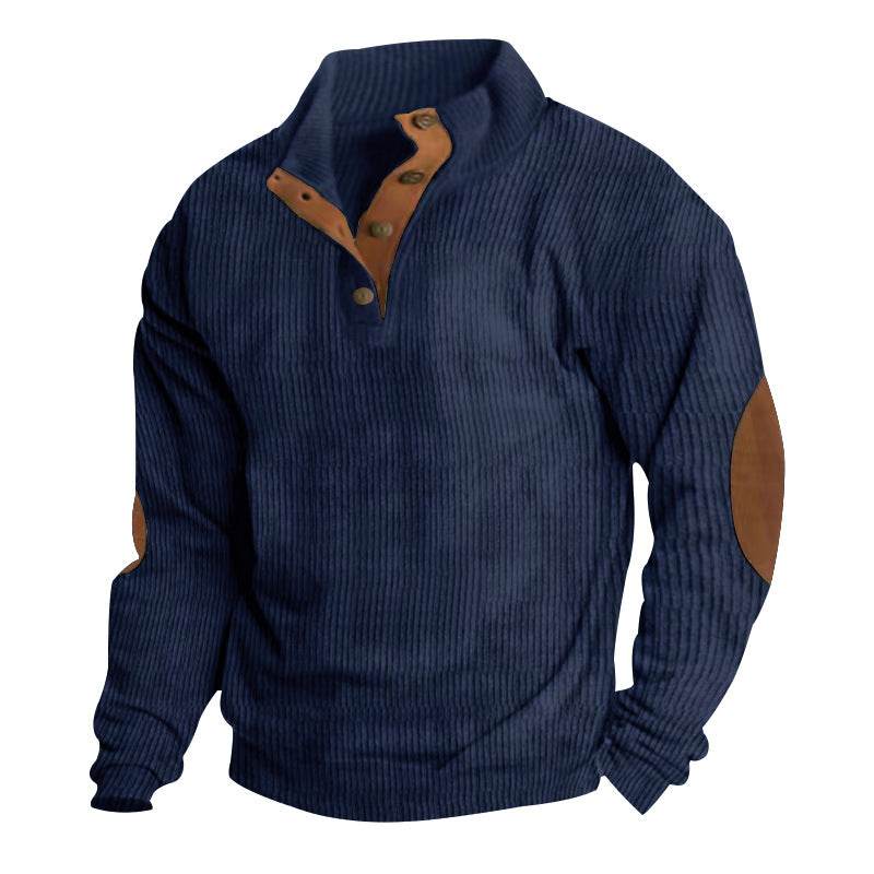 Corduroy Casual Stand Collar Long-sleeved Sweater men - www.Shopthatapp.com