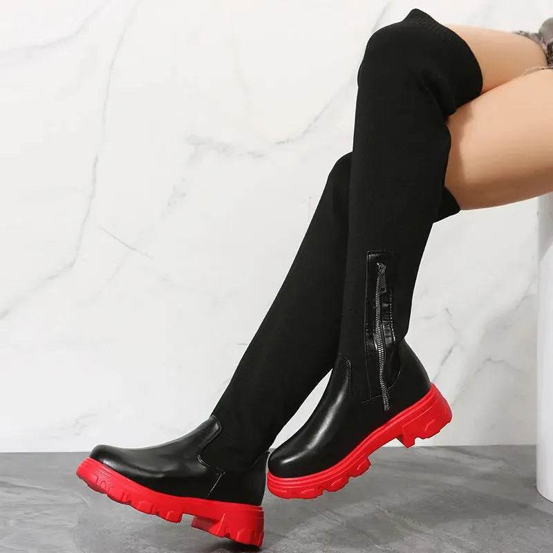 Long Boots Women Winter Shoes Fashion Side Zipper Knee High Boots - www.Shopthatapp.com
