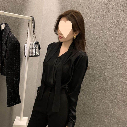 High-end Anti-wrinkle Acetate Satin pleated Blouse Shirt For Women - www.Shopthatapp.com