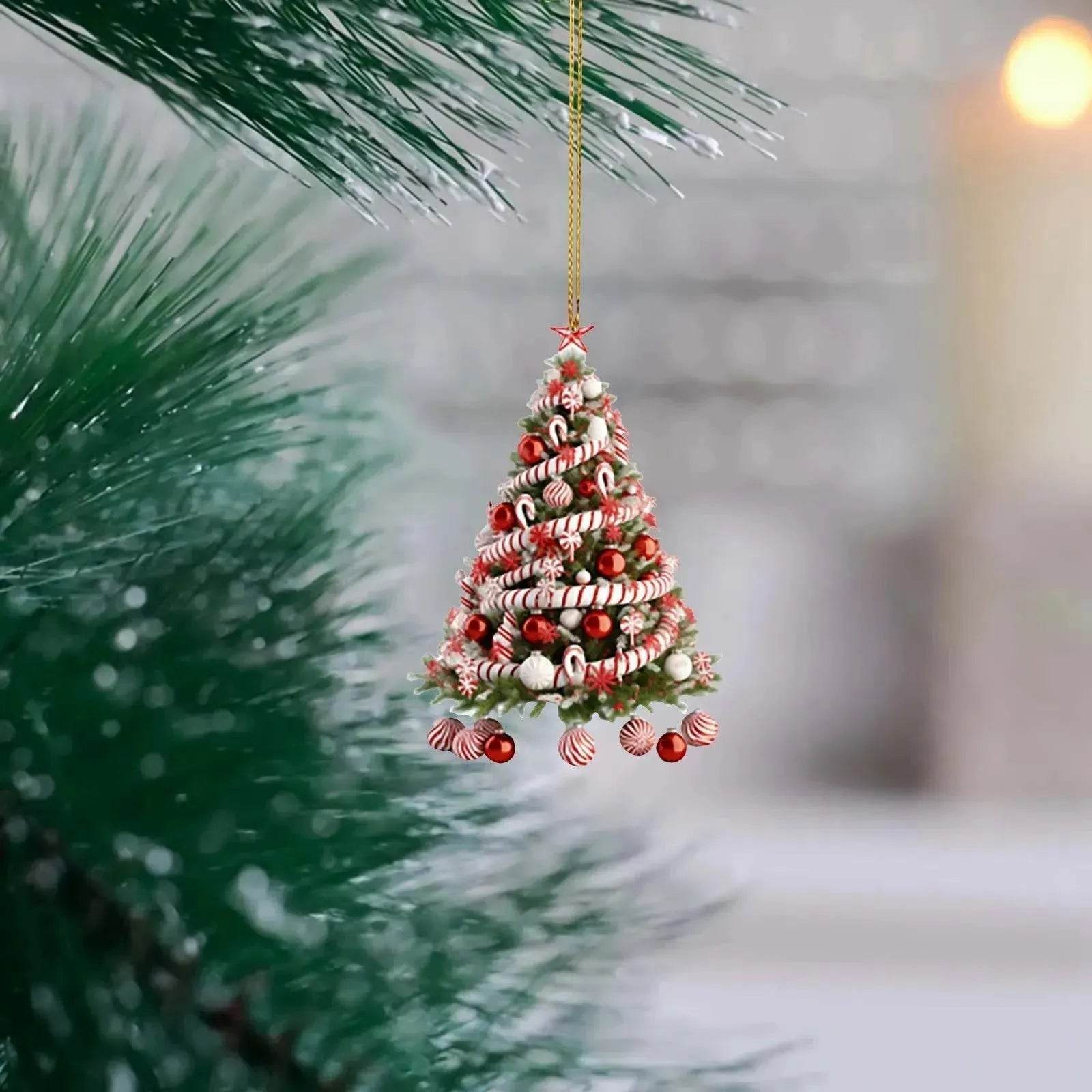 Christmas Tree Pendant Holiday Decoration Acrylic Flat Decorations - www.Shopthatapp.com