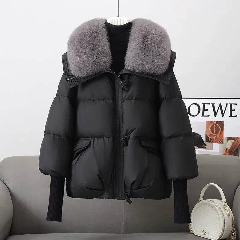 Women Cotton-padded Down Jacket Fur Collar Thick Puffer Winter Coat - www.Shopthatapp.com