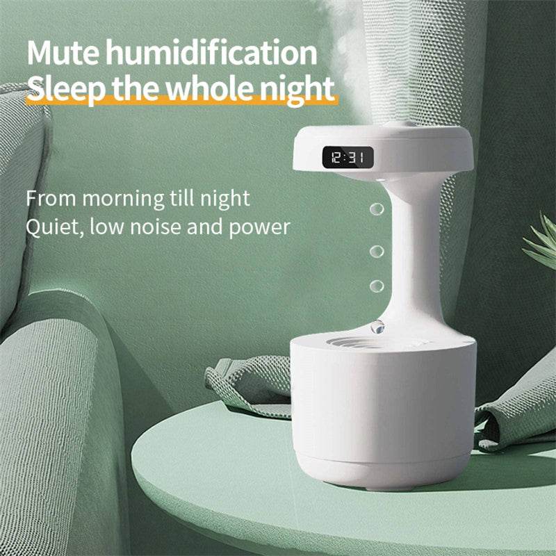 Bedroom Anti-Gravity Humidifier With Clock Water Drop Backflow Aroma Diffuser Large Capacity Office Bedroom Mute Heavy Fog Household Sprayer - www.Shopthatapp.com