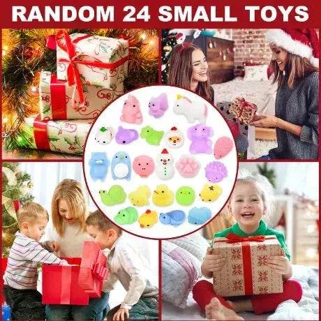 Dowmoo Christmas Pinch Joy Advent Calendar Blind Box, 24 Boxes Christmas Surprise Blind Box Rubber Animal Toys - www.Shopthatapp.com