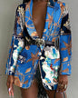 Fashion Printed Shawl Collar Single-breasted Belt Vintage Blazer Women - www.Shopthatapp.com