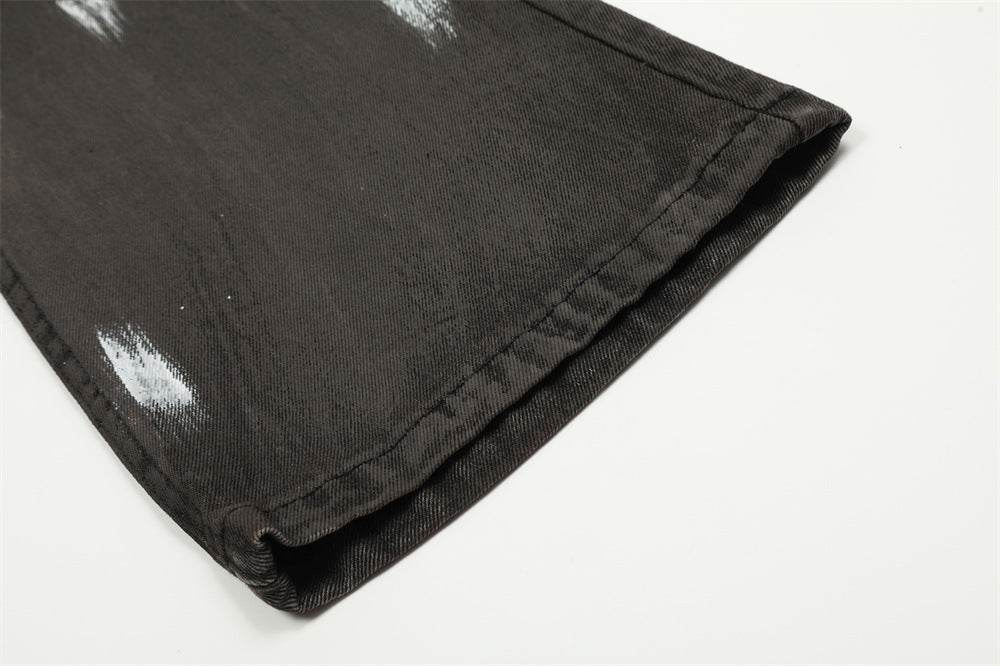 Punk Waste Soil Distressed Men Denim jeans pant Straight-leg Trousers - www.Shopthatapp.com