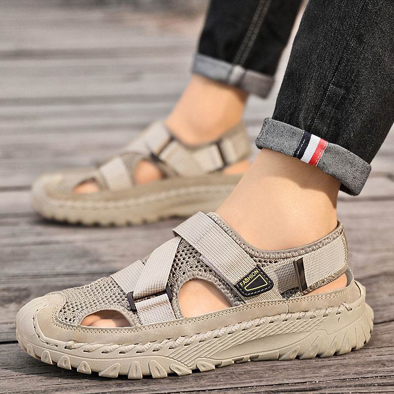Summer Men's Hollow Mesh Surface Breathable Trendy Casual Shoes All-matching Sandals - www.Shopthatapp.com