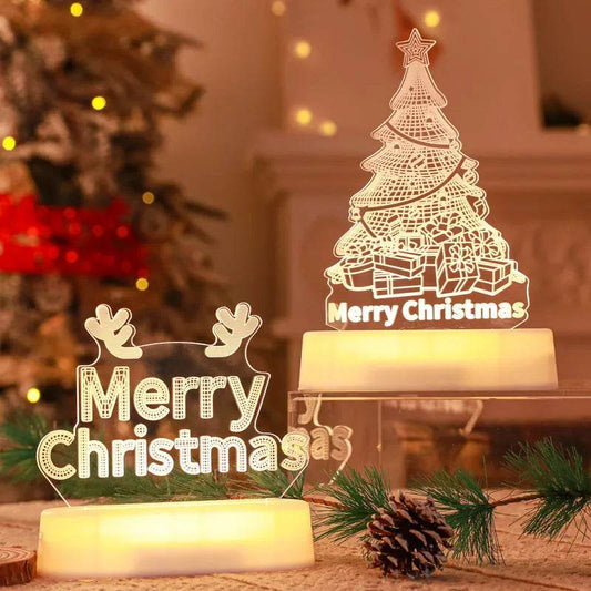 Christmas Decoration 3D Lamp Acrylic LED Night Lights New Year Valentines Day Christmas Kids Gift Christmas Ornaments - www.Shopthatapp.com