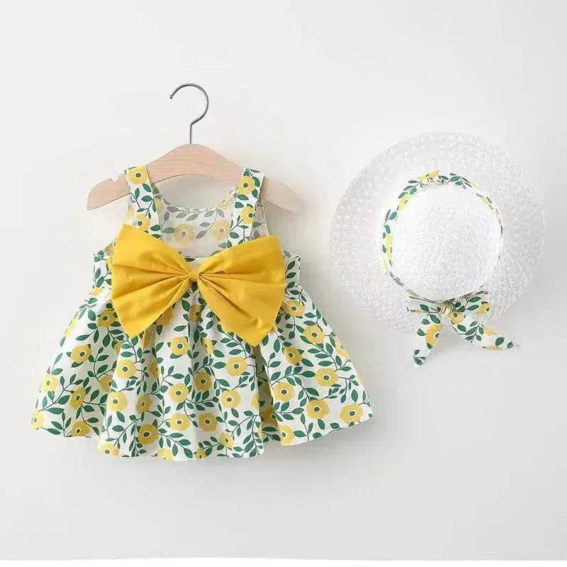 Casual Newborn Baby girl Printed Bow Princess Dress - www.Shopthatapp.com