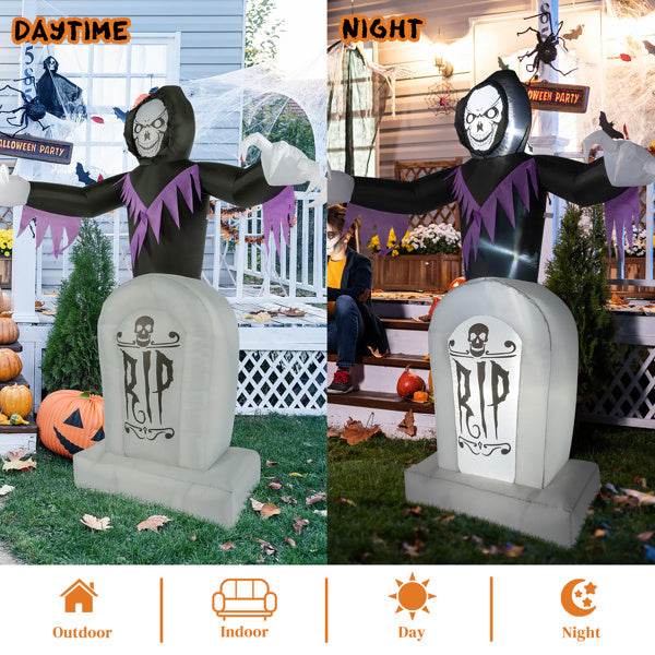 Grim Reaper And Grave, Halloween Inflatable Decoration 12V - www.Shopthatapp.com