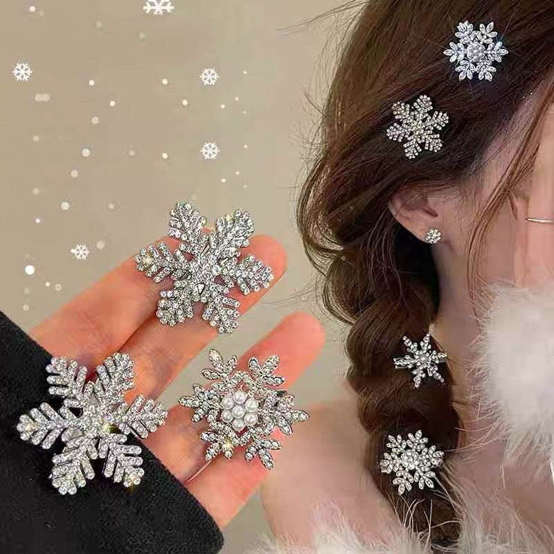 Crystal Snowflake Pearl flower Retro Hair Clip - www.Shopthatapp.com