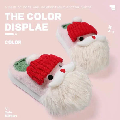 Cute Christmas Santa Claus Home Slippers Winter Warm Indoor Non-slip Floor Plush Shoes For Women - www.Shopthatapp.com