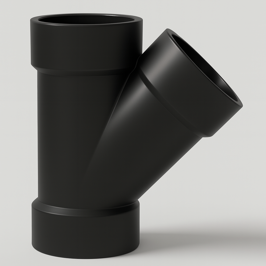 LESSO ABS 45° Wye – Hub x Hub x Hub DWV Fitting | 1 1/2"–3" - www.Shopthatapp.com