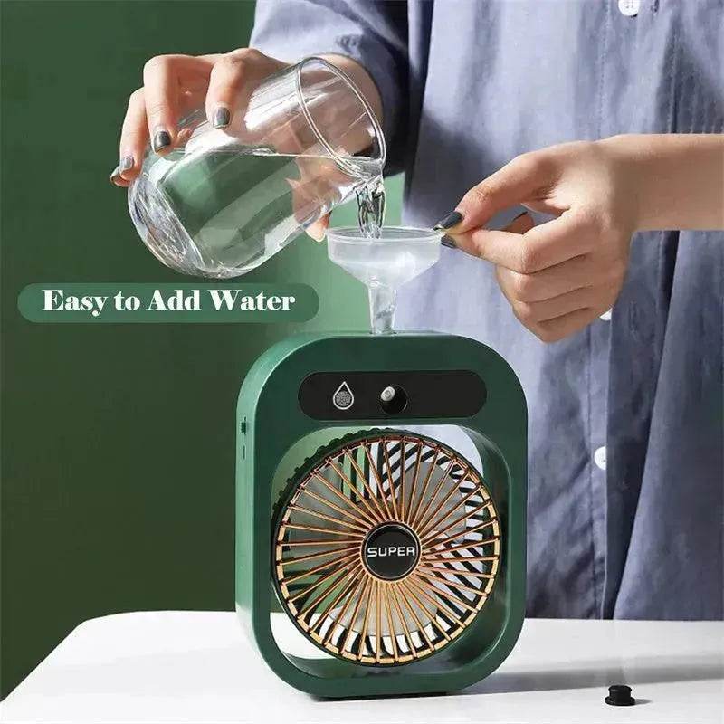 Air Conditioning Fan Desk Misting Fan Air Cooler Cooling USB Rechargeable Humidifier Portable Spray Fan With 3 Wind Speeds For Home - www.Shopthatapp.com