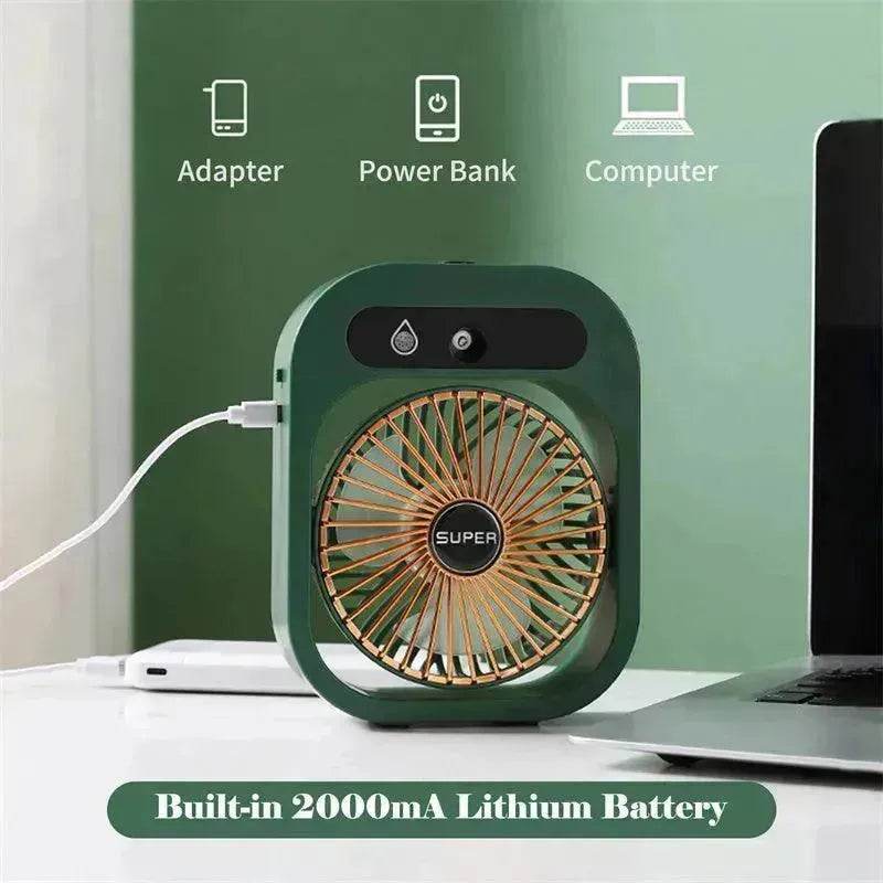 Air Conditioning Fan Desk Misting Fan Air Cooler Cooling USB Rechargeable Humidifier Portable Spray Fan With 3 Wind Speeds For Home - www.Shopthatapp.com