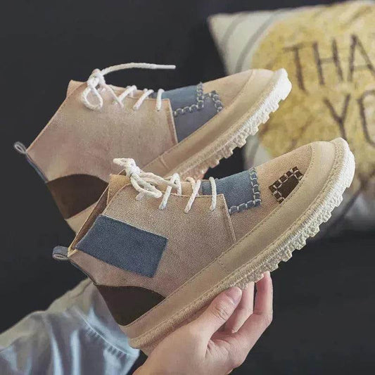 All-match Unisex Canvas Sneakers Shoes  Suede Leather High Ankle Sneakers Shoe for Men and Women - www.Shopthatapp.com