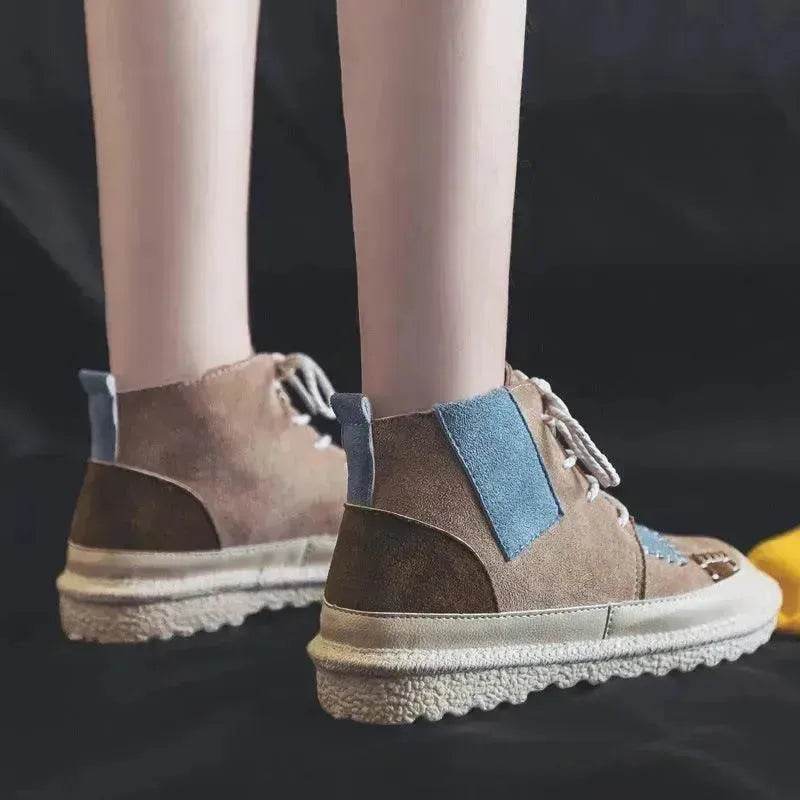 All-match Unisex Canvas Sneakers Shoes  Suede Leather High Ankle Sneakers Shoe for Men and Women - www.Shopthatapp.com