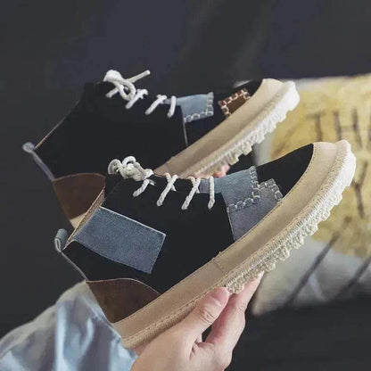 All-match Unisex Canvas Sneakers Shoes  Suede Leather High Ankle Sneakers Shoe for Men and Women - www.Shopthatapp.com