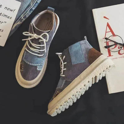 All-match Unisex Canvas Sneakers Shoes  Suede Leather High Ankle Sneakers Shoe for Men and Women - www.Shopthatapp.com