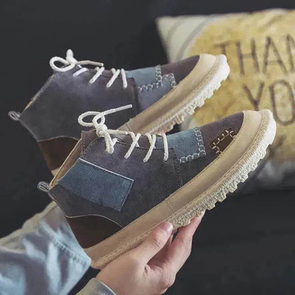 All-match Unisex Canvas Sneakers Shoes  Suede Leather High Ankle Sneakers Shoe for Men and Women - www.Shopthatapp.com