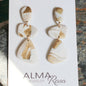 Elegant polymer clay earrings Canada in cream and gold design, perfect for any occasion
