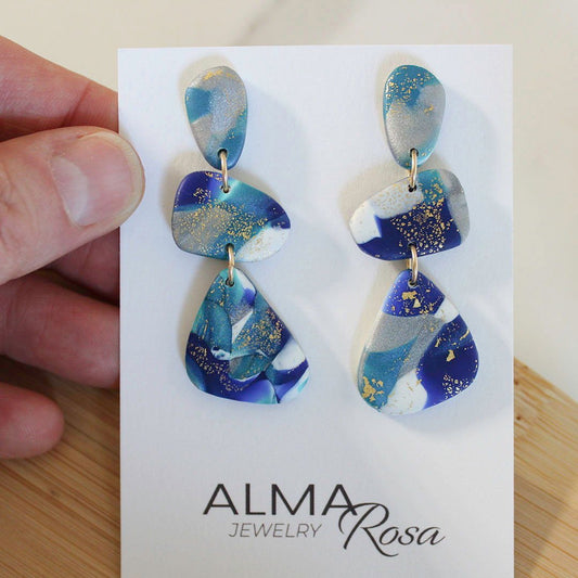 Alma Rosa Polymer Clay Stone Earrings - Unique Artistry - www.Shopthatapp.com