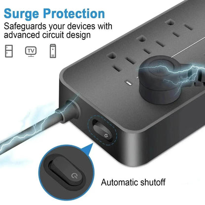America Household Power Surge Protector Socket with USB Port. - www.Shopthatapp.com
