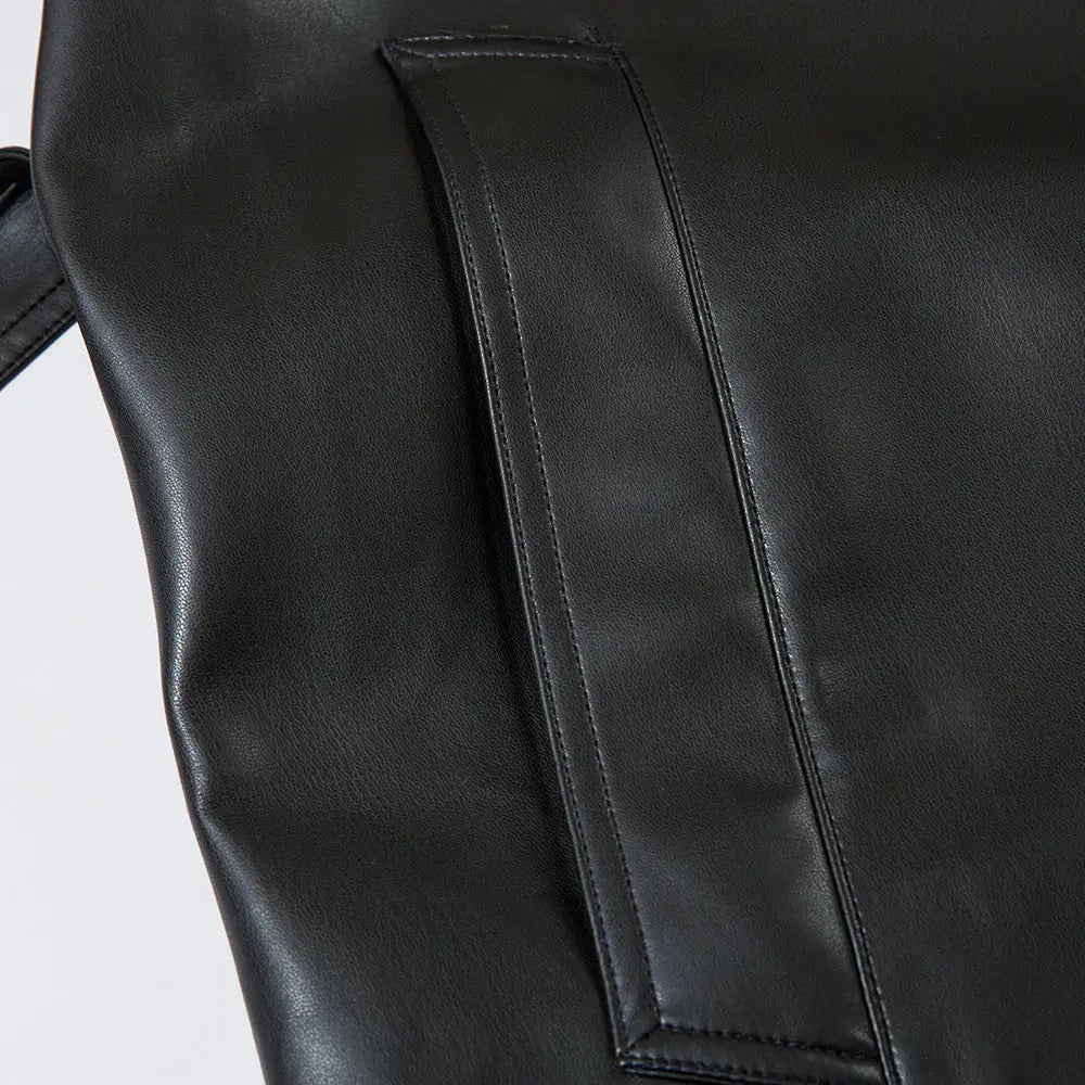 American Style With Belt Mid-length PU Leather Coat For Men Autumn And Winter - www.Shopthatapp.com