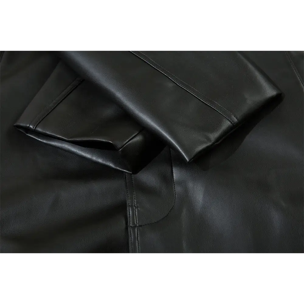 American Style With Belt Mid-length PU Leather Coat For Men Autumn And Winter - www.Shopthatapp.com