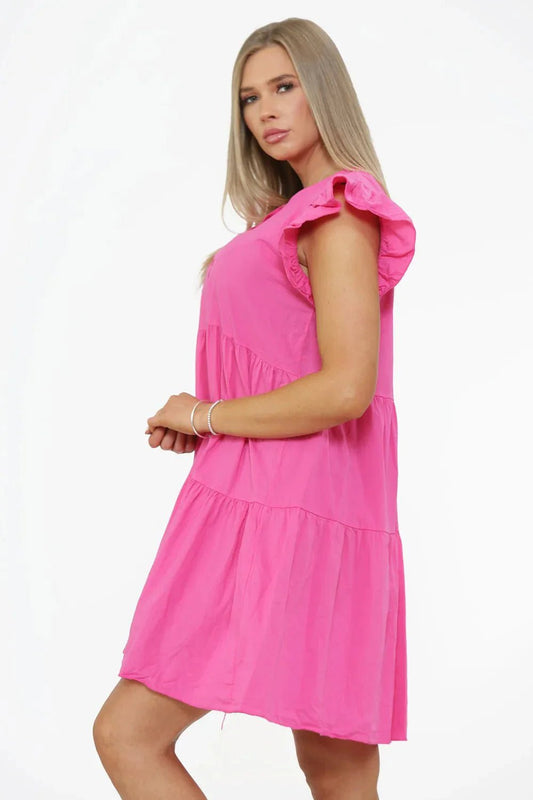 Anais Button Detailed Frill Dress - www.Shopthatapp.com