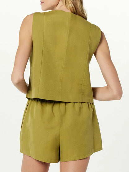 Ensemble gilet et short en coton Angelina