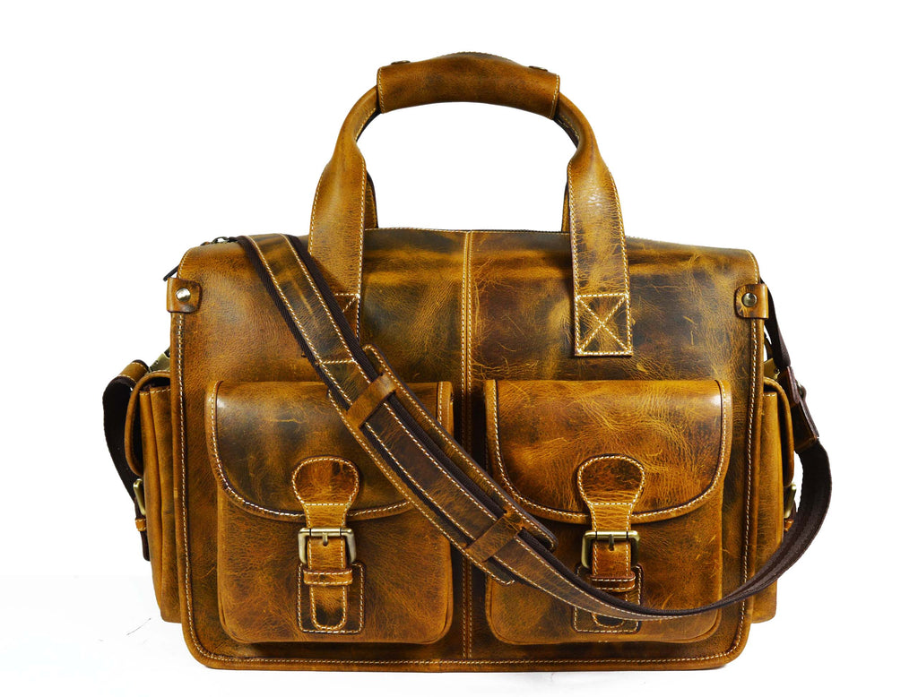 Antioch Leather Portfolio Bag - Caramel Brown - www.Shopthatapp.com