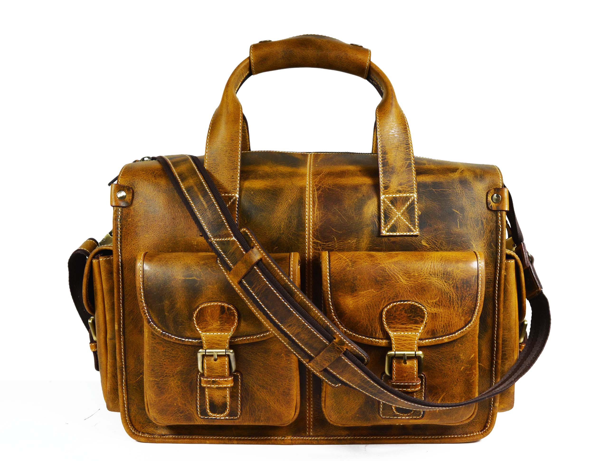 Antioch Leather Portfolio Bag - Caramel Brown - www.Shopthatapp.com