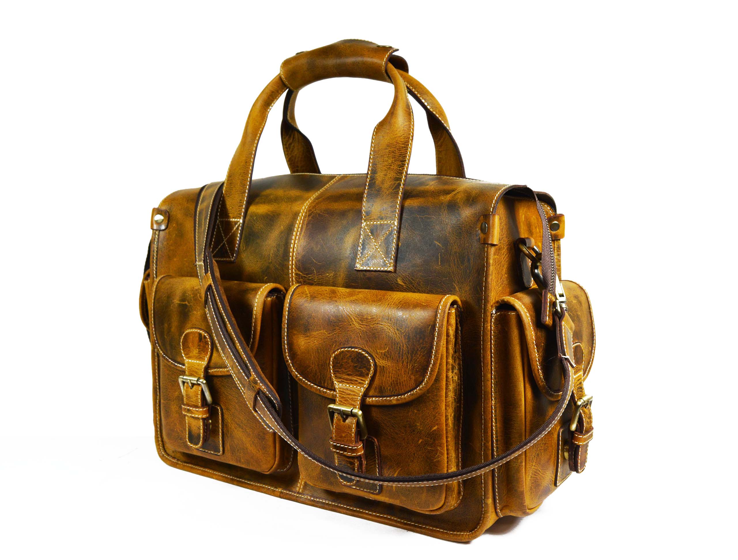 Antioch Leather Portfolio Bag - Caramel Brown - www.Shopthatapp.com