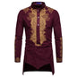 Fashionable and Elegant ArabMen's Personality Bronzing Long Sleeve Men's Kaftan Shirt Top  Ramadan and Eid  Shirt for Islamic Men - www.Shopthatapp.com