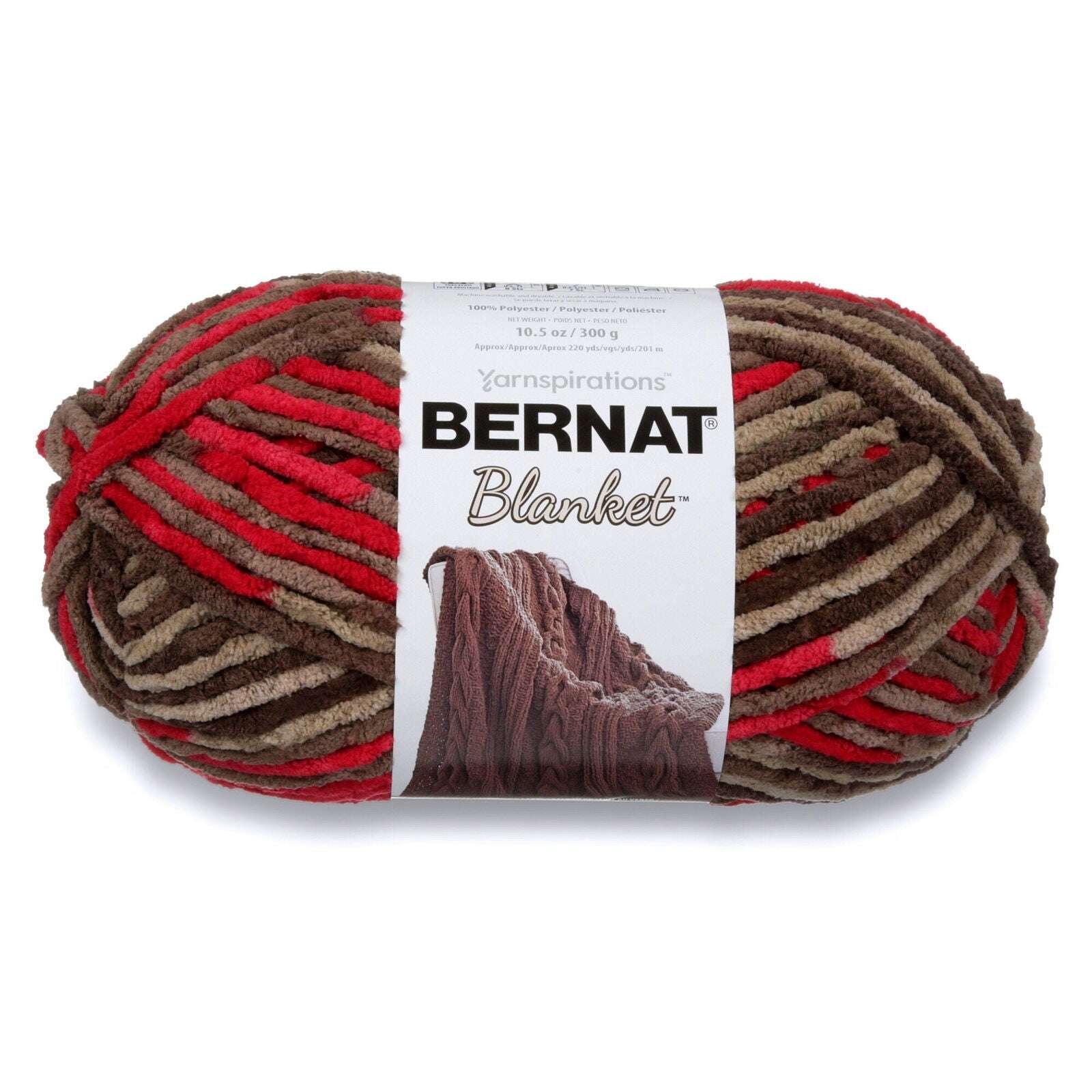Bernat Blanket Yarn in Red, Brown, and Tan for cozy projects, buy blanket yarn online