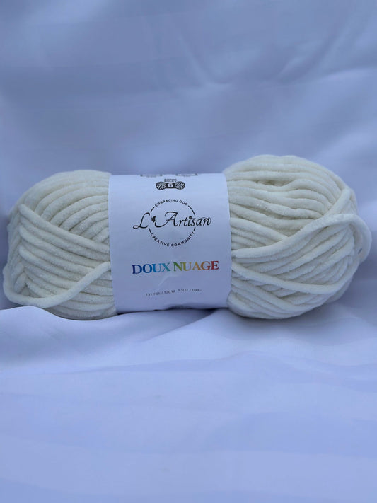L'ArtisanCanada Doux Nuage yarn in soft white for crochet and knitting projects