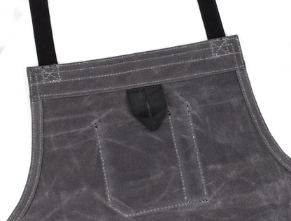 Arucas Leather Canvas Apron - Stress Grey - www.Shopthatapp.com