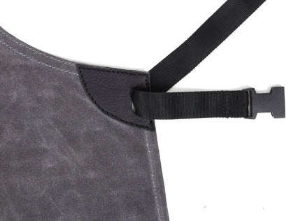 Arucas Leather Canvas Apron - Stress Grey - www.Shopthatapp.com