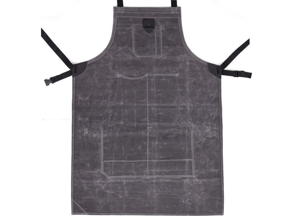 Arucas Leather Canvas Apron - Stress Grey - www.Shopthatapp.com