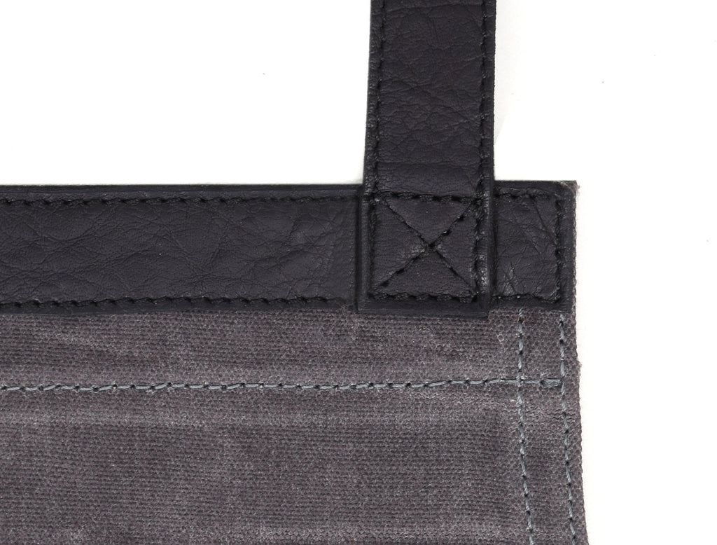 Arucas Leather Canvas Apron - Stress Grey - www.Shopthatapp.com