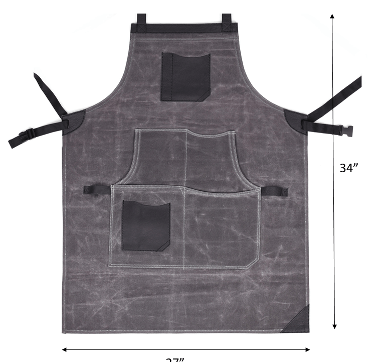 Arucas Leather Canvas Apron - Stress Grey - www.Shopthatapp.com