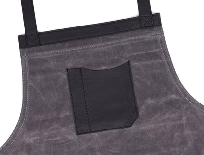 Arucas Leather Canvas Apron - Stress Grey - www.Shopthatapp.com