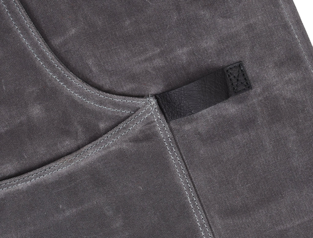 Arucas Leather Canvas Apron - Stress Grey - www.Shopthatapp.com
