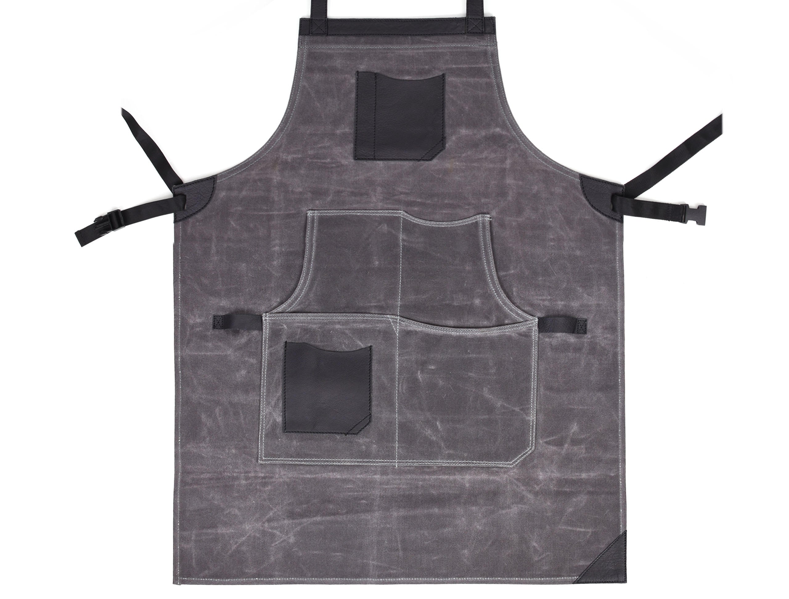 Arucas Leather Canvas Apron - Stress Grey - www.Shopthatapp.com